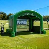 Location d'événement sportif intérieur d'usine écran gonflable simulateur de golf tente noire simulateur d'entraînement de golf portable cabine de clôture