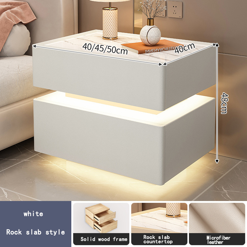 Dalle de roche blanche + lumière d'induction