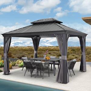 Gazebo Moderno Minimalista da Esterno, Padiglione Parasole per Cortile, Tenda da Giardino in Lega di <span class=keywords><strong>Alluminio</strong></span>, Gazebo a Quattro Lati, Piccola <span class=keywords><strong>Casetta</strong></span> in Legno - Product Image 1