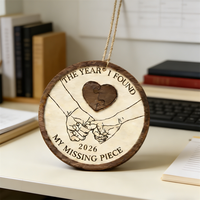 Pendentif rond personnalisé en contreplaqué double couche, gravé, thème amour, style art populaire, pour la Saint-Valentin, cadeau d'affaires, décorations