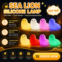 Lampe en silicone en forme de lion de mer, rechargeable par USB, lampe de nuit LED portable pour bébé, lampe de chevet tactile pour chambre à coucher, cadeau pour enfants, vente en gros, logo personnalisé