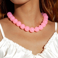 Collier ras du cou tendance pour femme, perles en acrylique brillantes de 20 mm, grosses perles de couleur bonbon, style hawaïen, sexy, cadeau