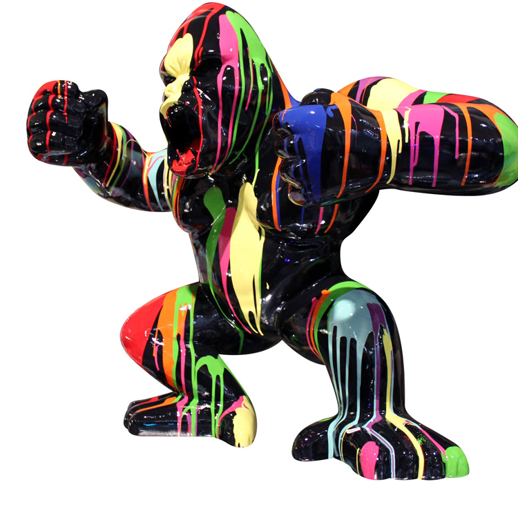 Décoration extérieure Sculpture Moderne Couleur peinture en résine Animale donkey kong gorille statue