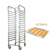 Chariot de boulangerie en acier inoxydable de qualité alimentaire pour fours rotatifs, avec 16, 18 ou 32 niveaux, pour chariots de cuisine et boulangeries
