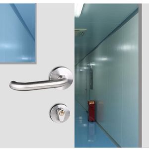 Manija de puerta cortafuegos de acero inoxidable, diseño minimalista de tubo redondo para puertas cortafuegos, fácil instalación - Product Image 2