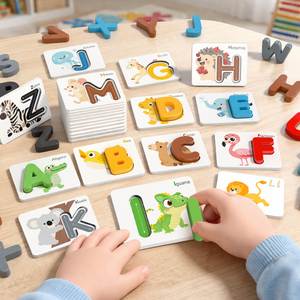 Bloques de Madera Educativos Abc Safety con Temática Animal, Juego de Tarjetas con Números y Alfabeto - Product Image 4