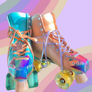 PVC laser-cut roller skate <b>toe</b> <b>caps</b>, iridescent roller skate <b>toe</b> <b>caps</b>, scratch-resistant and durable roller skate protective - Product Image 1