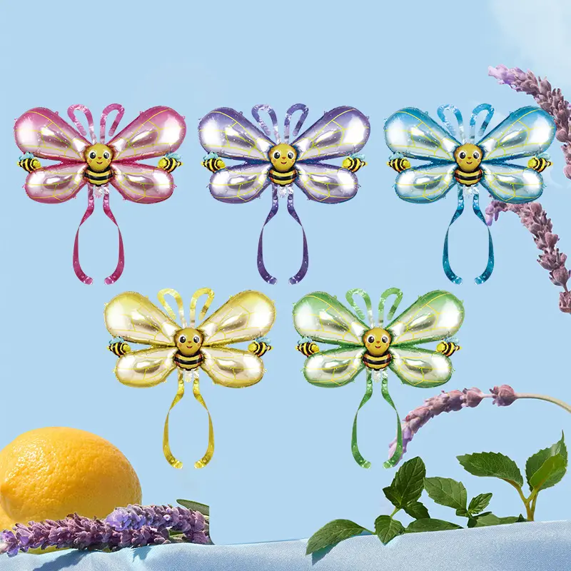 Globos de papel de aluminio con alas de abeja, globos de abeja, globos de insectos para niños, decoraciones para fiesta de cumpleaños con tema de abeja, venta al por mayor
