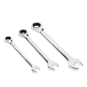 Set of Hardware Tools Dual Function Plum Ratchet Wrench, Set of 12 Pieces of Different Sizes Chrome Vanadium Steel