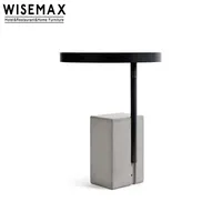 WISEMAX-muebles nórdicos para sala de estar, mesa de té redonda duradera, marco de metal negro, mesa de centro con base de hormigón para el hogar