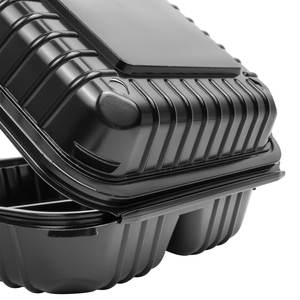 Recipiente de Alimentos Descartável com 3 Divisões, Recipientes Pretos Compostáveis para Delivery, Recipiente de Plástico Personalizado para Comida para Viagem - Product Image 5