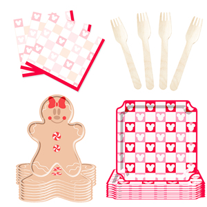 DAMAI Customized Gingerbread Man Christmas Party Tableware Set with Red Bowknot Patters Disposable Paper Plates Set - Product Image 3