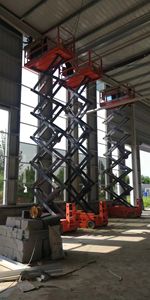 Gunting udara jenis baja konstruksi semua elektrik mengangkat Platform dengan kabel Sling Mobile Hoist geser dan garpu penggunaan rumah baru - Product Image 2