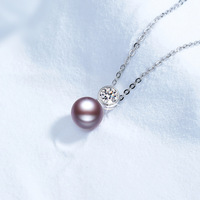 Collier en argent sterling S925 XL173 avec pendentif en moissanite et perle d'eau douce naturelle, bijoux en pierre naturelle de luxe