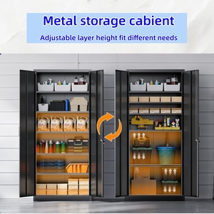 Industrial Steel Garage <strong>Cabinet</strong> Heavy Duty Knock Down <strong>Lockable</strong> Metal Filing <strong>Storage</strong> <strong>Cabinet</strong> with Adjustable Shelf - Product Image 2