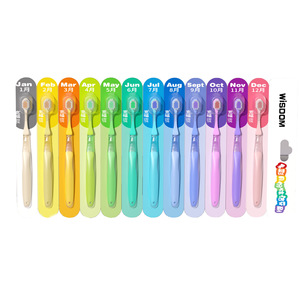 Wisdom 12 Pack Adult <b>Toothbrush</b> Soft Bristles Wide <b>Head</b> Monthly Colorful Set - Product Image 1