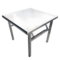 Table de Repas Carrée Pliante en Acier Inoxydable, Table de Mariage Pliable et Portable pour Extérieur/Intérieur, Maison, Restaurant, Banquet