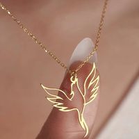 Collier en acier inoxydable Ailes d'ange plaqué rhodium, bijou unisexe tendance en forme d'animal, accessoire de mode élégant et stylé