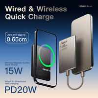 Batterie externe pour ordinateur portable en alliage d'aluminium ultra-mince jaune magnétique 20W Li-polymère