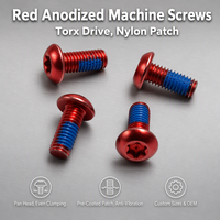 Vis de machine pour moto en titane Gr5 M3 M4 M5 M6 à tête bouton Torx, anodisées rouges, avec verrouillage de filetage bleu, OEM, vente en gros