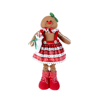 Poupée Fille en Pain d'Épices Rouge et Blanche de 29 Pouces Réglable avec Sac à Bonbons, Décoration de Sol de Noël pour Magasin de Bonbons, Fête, Vitrine