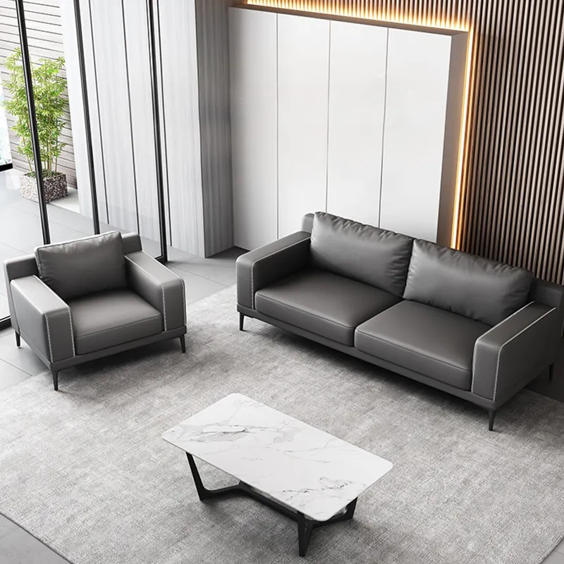 Mobiliário de escritório sofá de couro escritório sala de espera sofá casa conjuntos de sofá contemporâneo