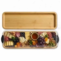 Massief houten & plastic moderne minimalistische rechthoekige fruit schaal met deksel, draagbaar buitenontwerp voor feestjes en bijeenkomsten