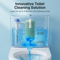 Pembersih Toilet Otomatis Botol Masukkan ke Tangki 2500 Siraman 4 Bulan Pelepasan Lambat Penghilang Kerak dan Pengharum Toilet 6 in 1