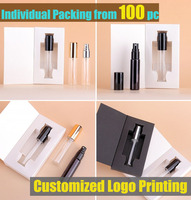 Logo personnalisé mini bouteille de parfum en verre de 10ml avec emballage de boîte 3ml petit échantillon vide 5ml vaporisateur boîte de parfum bas quantité minimale de commande