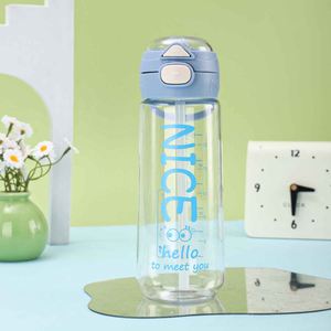 Cute Plastic <b>Straw</b> Water Bottle With Push Button Lid For Children Travel Hiking Bpa Free With <b>Straw</b> Design Style - Product Image 2