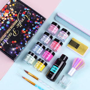 Kit de 6 poudres à tremper pour nail art, poudre miroir 3D à effet cristal, outils d'extension à paillettes pour manucure - Product Image 2