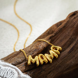 Giorno <span class=keywords><strong>della</strong></span> <span class=keywords><strong>mamma</strong></span> <span class=keywords><strong>collana</strong></span> in acciaio inox 18K placcato oro bolle lettere <span class=keywords><strong>regalo</strong></span> per <span class=keywords><strong>mamma</strong></span> - Product Image 1
