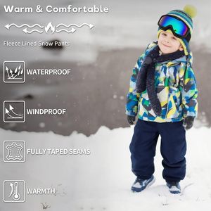 Pantalons de ski imperméables pour garçons, coupe-vent, doublés de polaire, isolés thermiquement - Product Image 6