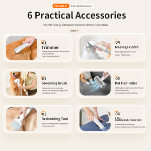 Tondeuse à poils pour animaux de compagnie en gros avec aspiration, faible bruit, kit de toilettage pour chats et chiens avec 5 outils de toilettage - Product Image 2
