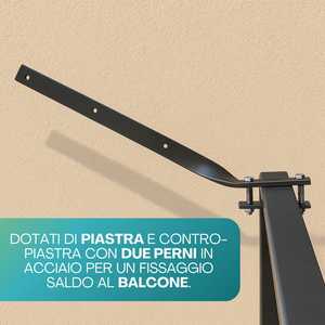 Balcony Clothes <b>Drying</b> <b>Racks</b> 60 Cm Black Painted Iron With Fixing Plates And Galvanized Pins - Product Image 4