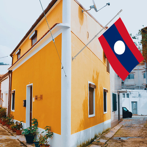 Venta al por mayor, envío rápido, logotipo personalizado, 100% banderas de poliéster, 3x5 pies, República Democrática Popular Lao, <span class=keywords><strong>Laos</strong></span>, <span class=keywords><strong>Bandera</strong></span> de todos los países - Product Image 2