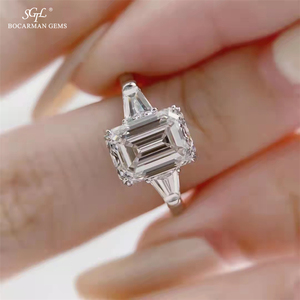 GRA豪华1-5ct D GH VVS1硅石钻石祖母绿切割结婚戒指，10K14K18K黄金 - Product Image 2