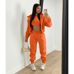 Custom Logo Ladies Track Suit Workout 2 Piece Sweatpants Fitness Jogger Crop Top <strong>Hoodies</strong> Sets Ladies Sweatsuit <strong>Womens</strong> Tracksuits - Product Image 2