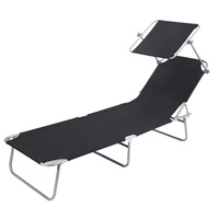 Chaise de plage pliante légère avec structure en fer, chaise-lit pliante, chaise longue avec auvent pare-soleil pour l'extérieur