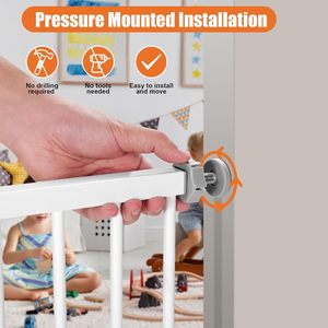 TAK Porte bébé rétractable 33 "de haut s'étend jusqu'à 55" de large Gris/Sécurité enfant Portes bébé Portes rétractables pour animaux de compagnie pour escaliers - Product Image 2