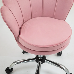 Moderne roze fluwelen ergonomische relaxstoel van hoge kwaliteit, hoogteverstelbaar, draaibaar ontwerp met wielen voor kantoor of woonkamer - Product Image 6
