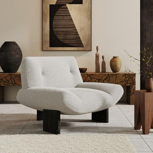 Vintage Style Living Room <b>Chair</b> Ash Wood High Backrest Flocking Fabric Foam Filling Adult Use - Product Image 3
