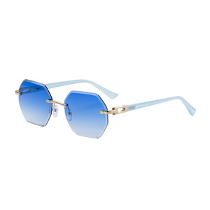 Custom Logo 2025 Fashion Retro Men Women Octagon <b>Gradient</b> Sun Glasses UV400 Rimless Polygon <b>Sunglasses</b> - Product Image 3