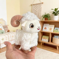 Llavero de Peluche de Oveja de Lana Rizada Kawaii Personalizado, Lindo Ovejón Blanco de Peluche con Cuernos Grandes, Adorno para Bolsa, Regalo para Niños
