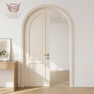 DEMEA Luxuriöse Emaille Weiße Französische Bogen-Thermisch Getrennte Isolierte Holz-Doppeltür Doppelt Gehärtete Innentür Modern - Product Image 2