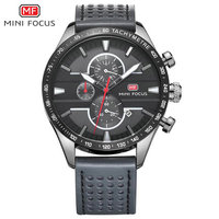 Montre chronographe sport pour homme, boîtier en or rose, bracelet en cuir bleu, affichage de la date, montre-bracelet à quartz pour cadeau