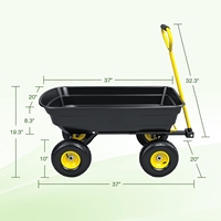 Chariot à benne basculante utilitaire en poly robuste chariot de jardin chariot pneumatique chariot d'extérieur