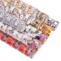 30CM * 120CM Dessin Animé Citrouille Chauve-Souris Halloween Thème Transparent PVC Cuir Synthétique pour Filles Cheveux Arcs Sacs DIY