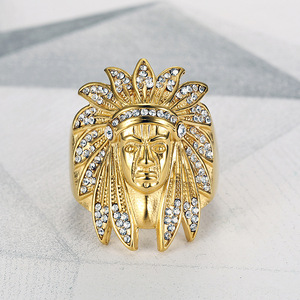 2024 Hot Sales Clear Crystal Stainless Steel Mens <strong>Rings</strong> Golden <strong>Colour</strong> - Product Image 2
