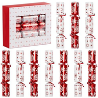 JOYIN Set 10 10-Zoll Rot-Weiße Schneeflocken-Partyhüte Tischdekoration mit Kleinem Scherzgeschenk Innen für Geburtstag Feiertagsgeschenke